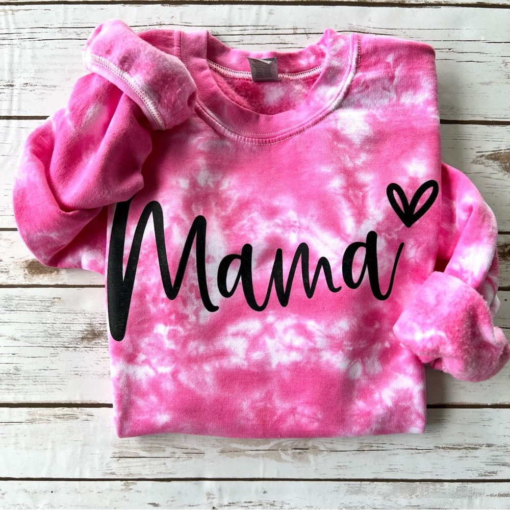 Pink Tie Dye Mama Crewneck Sweatshirt